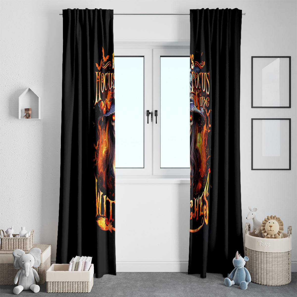 Witch Skull Window Curtain It's Hocus Pocus Time Witches - Wonder Print Shop