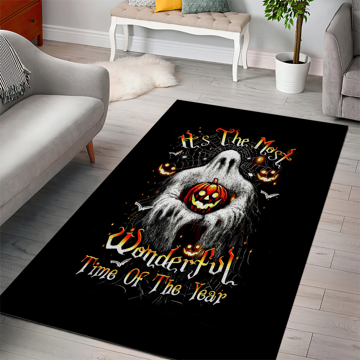 Ghost Halloween Area Rug It's The Most Wonderfull Time Of The Year - Wonder Print Shop