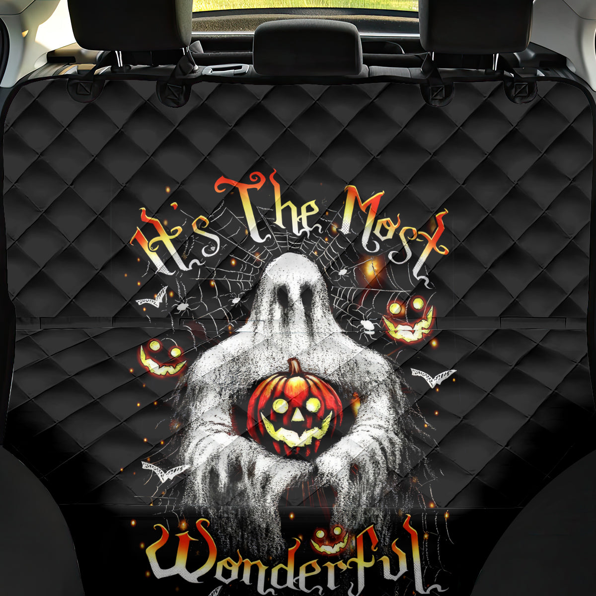 Ghost Halloween Back Car Seat Cover It's The Most Wonderfull Time Of The Year - Wonder Print Shop