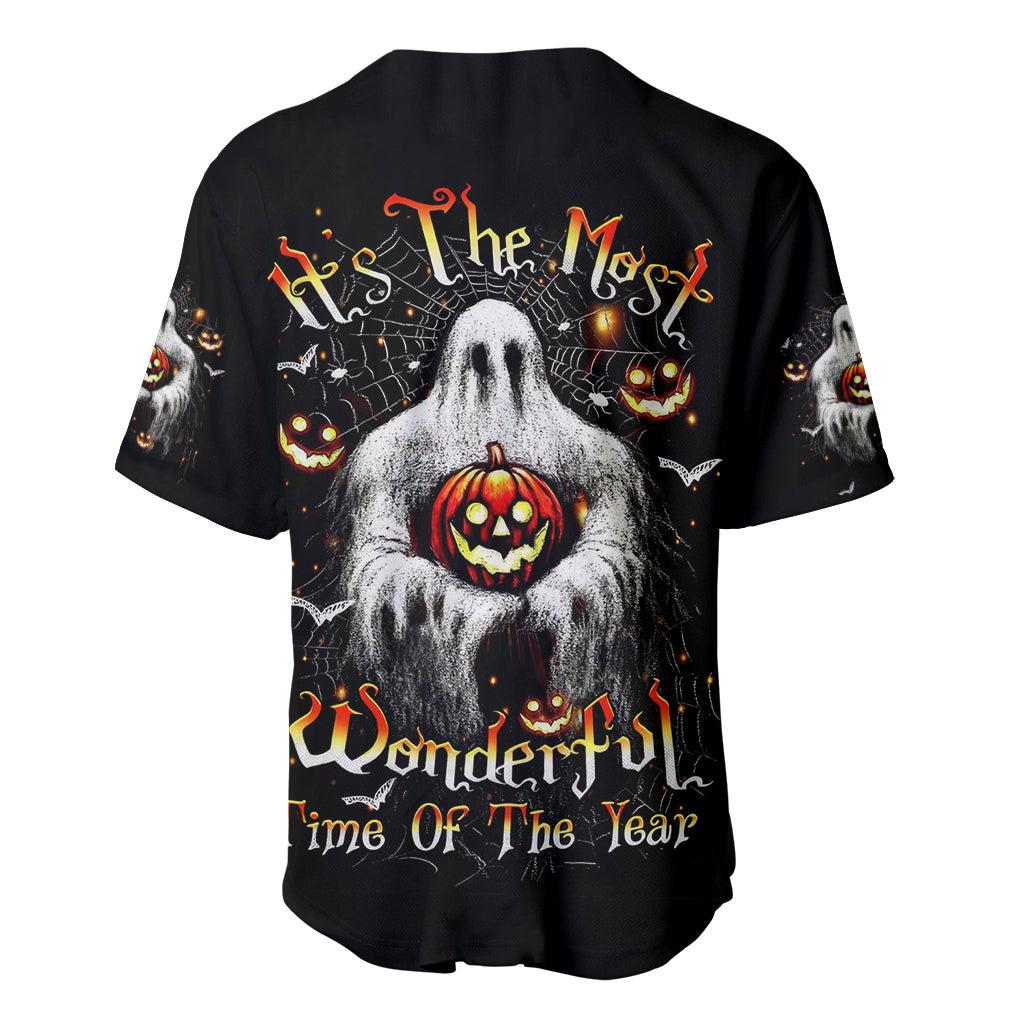 Ghost Halloween Baseball Jersey It's The Most Wonderfull Time Of The Year - Wonder Print Shop