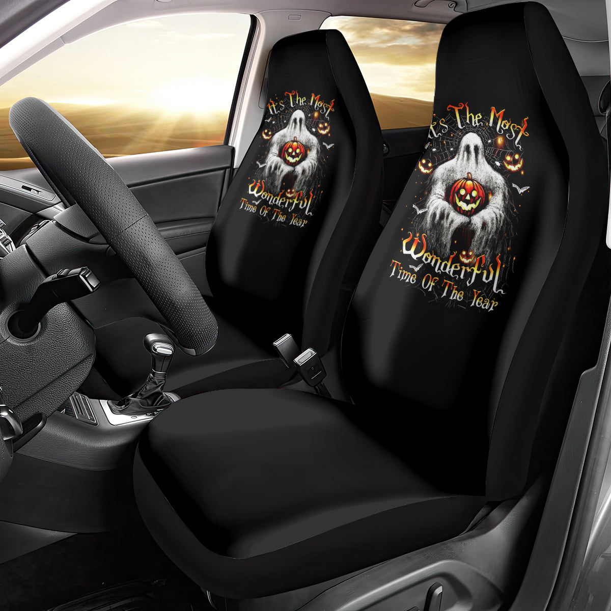 Ghost Halloween Car Seat Cover It's The Most Wonderfull Time Of The Year - Wonder Print Shop