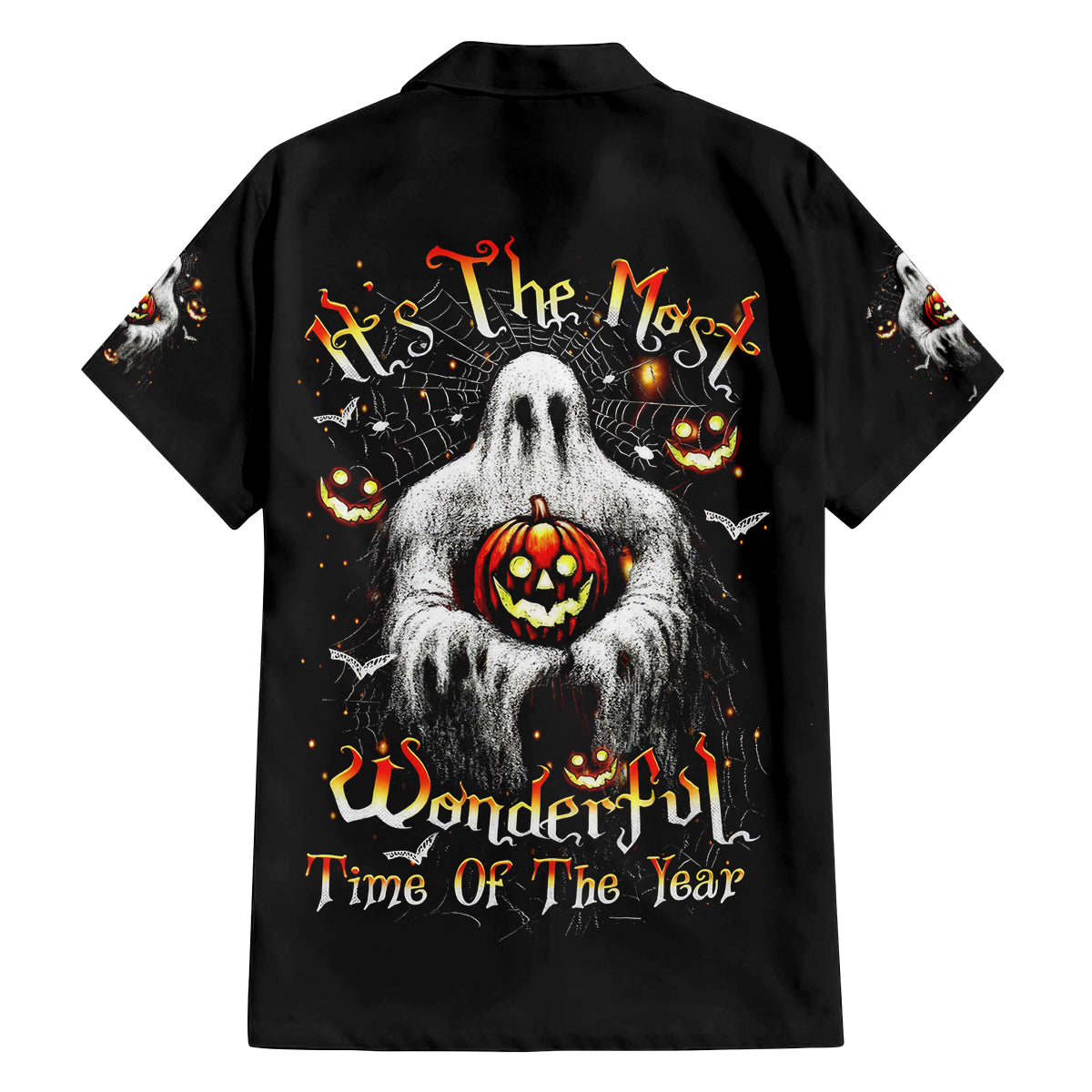 Ghost Halloween Family Matching Off Shoulder Short Dress and Hawaiian Shirt It's The Most Wonderfull Time Of The Year - Wonder Print Shop