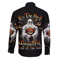 Ghost Halloween Family Matching Off Shoulder Short Dress and Hawaiian Shirt It's The Most Wonderfull Time Of The Year - Wonder Print Shop