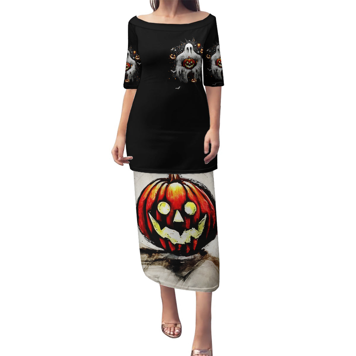 Ghost Halloween Family Matching Puletasi Dress and Hawaiian Shirt It's The Most Wonderfull Time Of The Year - Wonder Print Shop