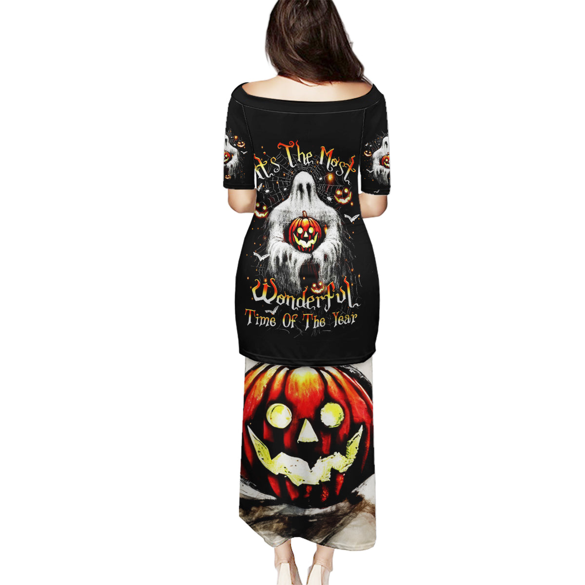 Ghost Halloween Family Matching Puletasi Dress and Hawaiian Shirt It's The Most Wonderfull Time Of The Year - Wonder Print Shop