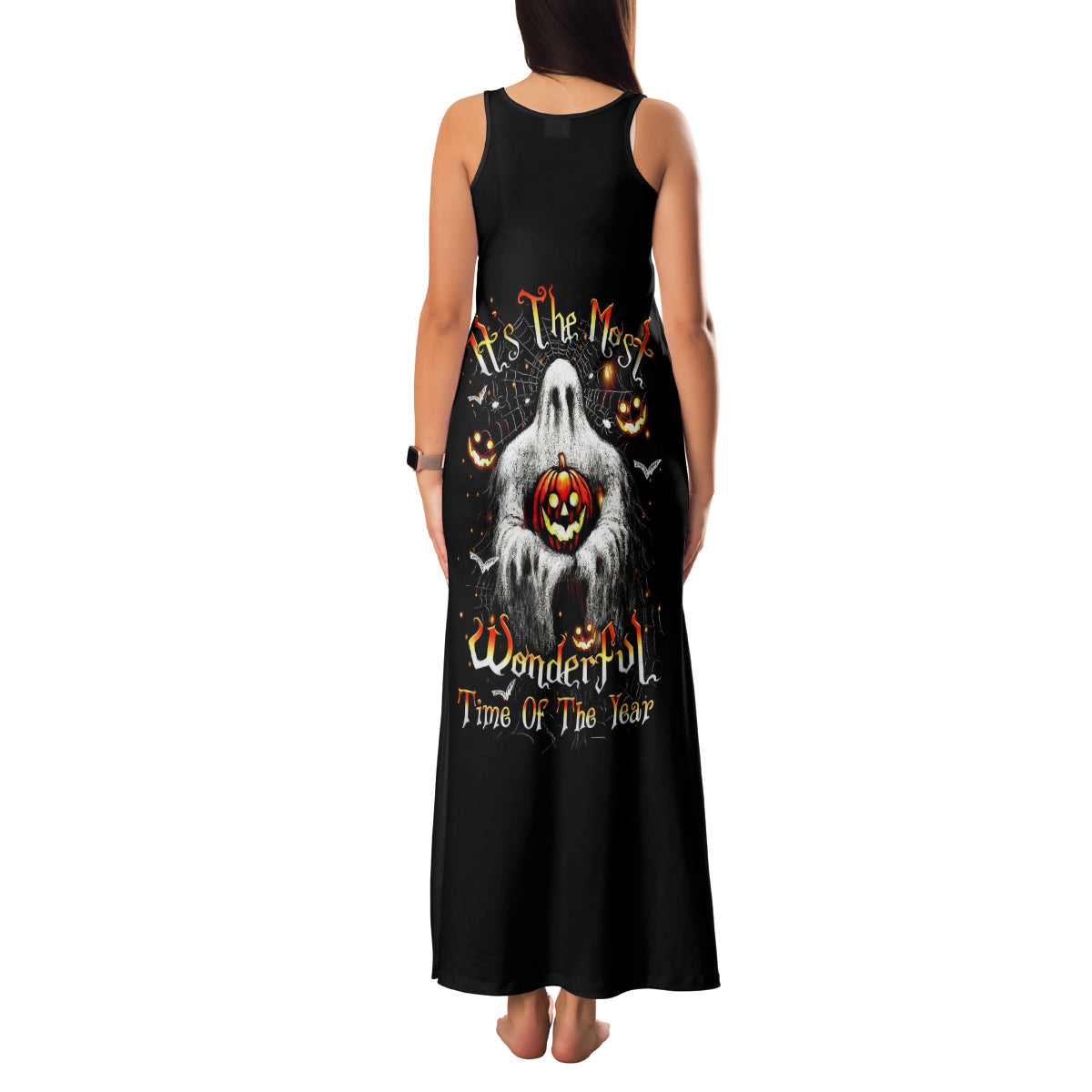 Ghost Halloween Family Matching Tank Maxi Dress and Hawaiian Shirt It's The Most Wonderfull Time Of The Year - Wonder Print Shop