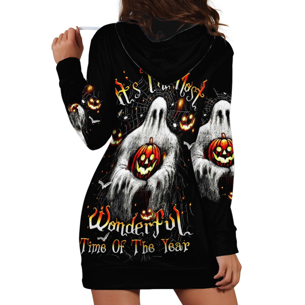Ghost Halloween Hoodie Dress It's The Most Wonderfull Time Of The Year - Wonder Print Shop