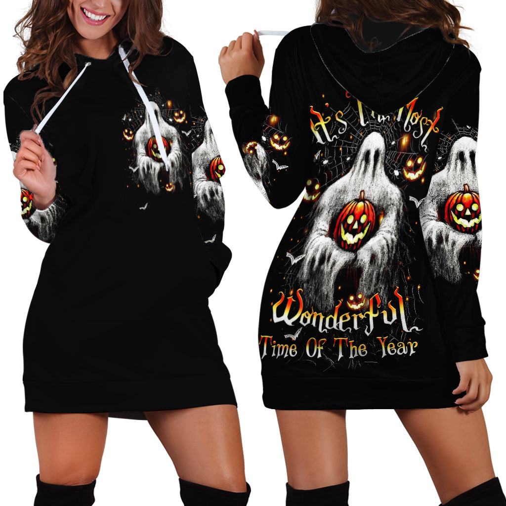 Ghost Halloween Hoodie Dress It's The Most Wonderfull Time Of The Year - Wonder Print Shop