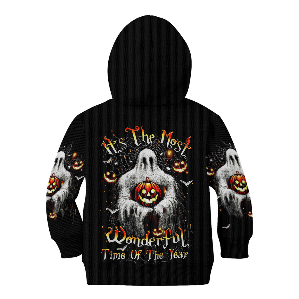 Ghost Halloween Kid Hoodie It's The Most Wonderfull Time Of The Year - Wonder Print Shop