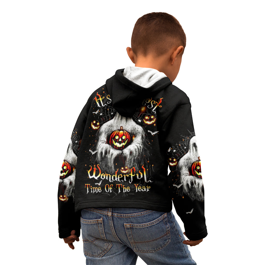 Ghost Halloween Kid Hoodie It's The Most Wonderfull Time Of The Year - Wonder Print Shop