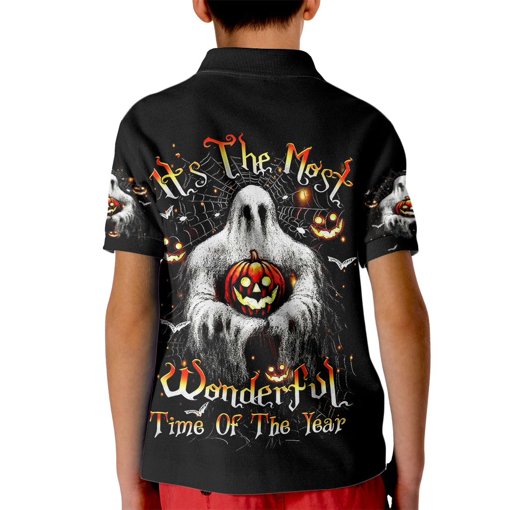 Ghost Halloween Kid Polo Shirt It's The Most Wonderfull Time Of The Year - Wonder Print Shop