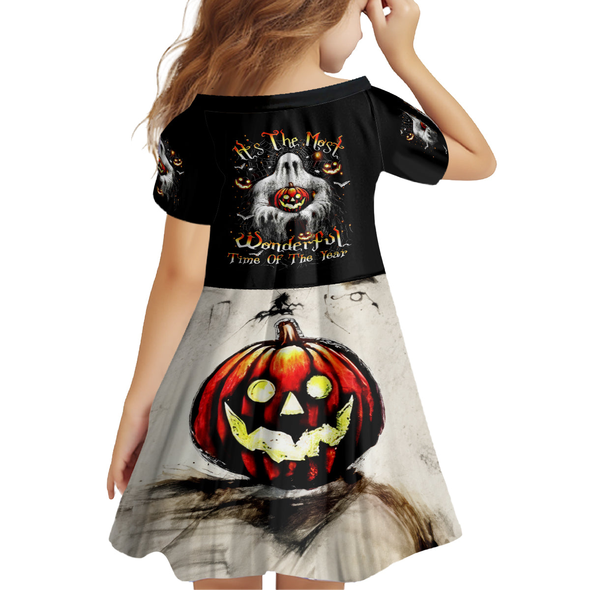 Ghost Halloween Kid Short Sleeve Dress It's The Most Wonderfull Time Of The Year - Wonder Print Shop