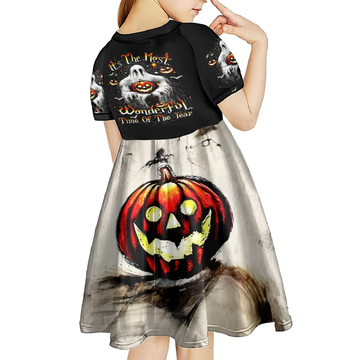 Ghost Halloween Kid Short Sleeve Dress It's The Most Wonderfull Time Of The Year - Wonder Print Shop
