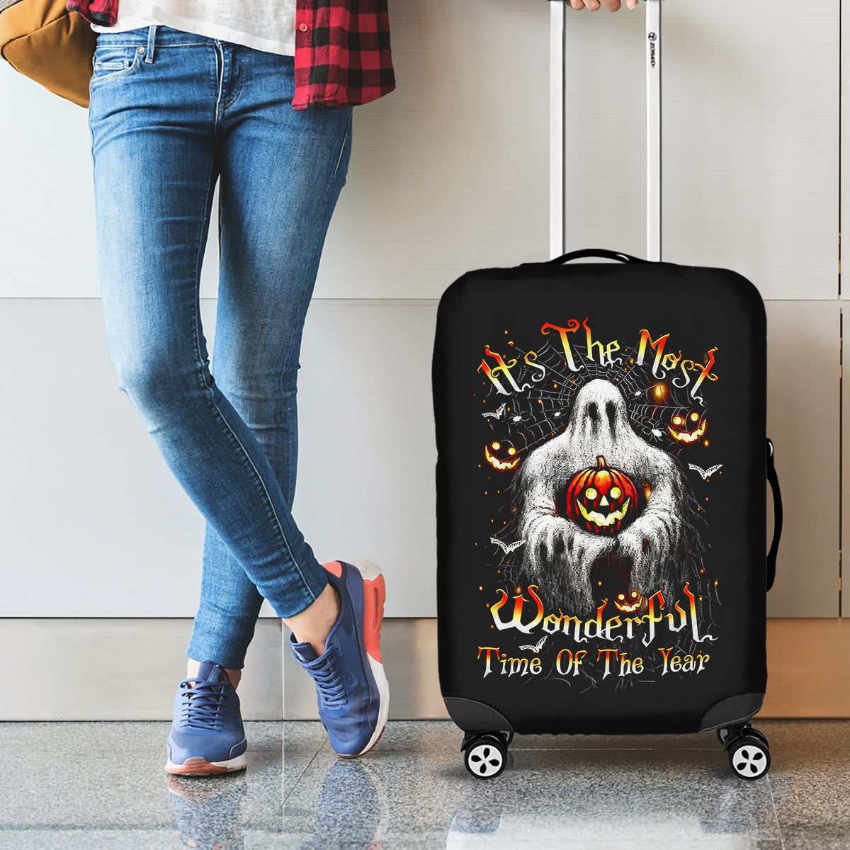 Ghost Halloween Luggage Cover It's The Most Wonderfull Time Of The Year - Wonder Print Shop