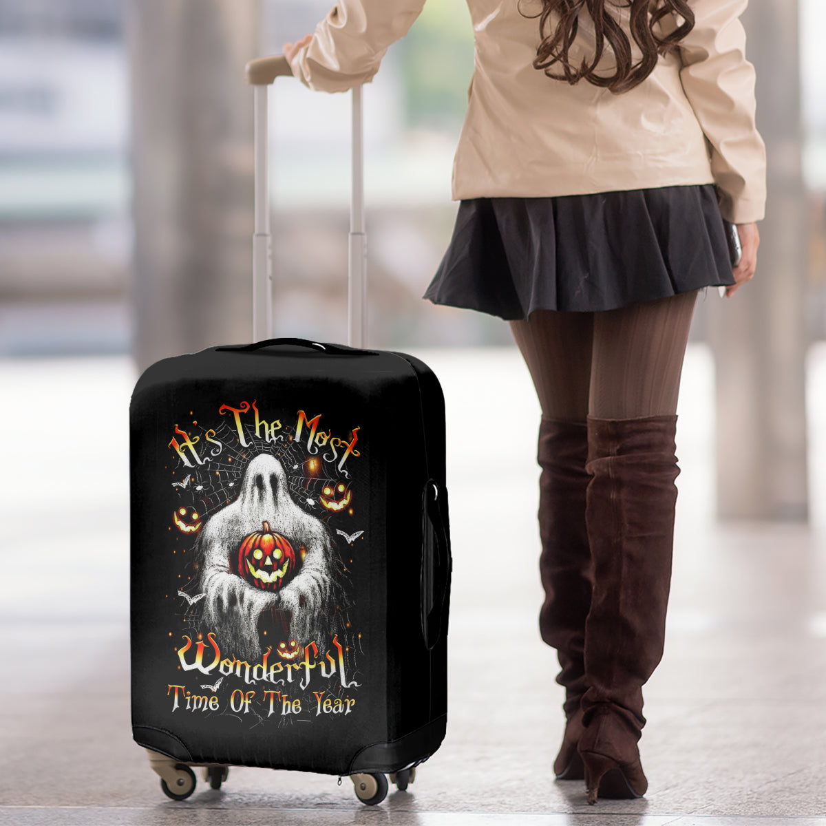 Ghost Halloween Luggage Cover It's The Most Wonderfull Time Of The Year - Wonder Print Shop