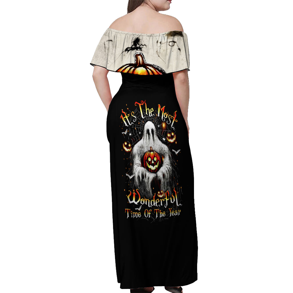 Ghost Halloween Off Shoulder Maxi Dress It's The Most Wonderfull Time Of The Year - Wonder Print Shop