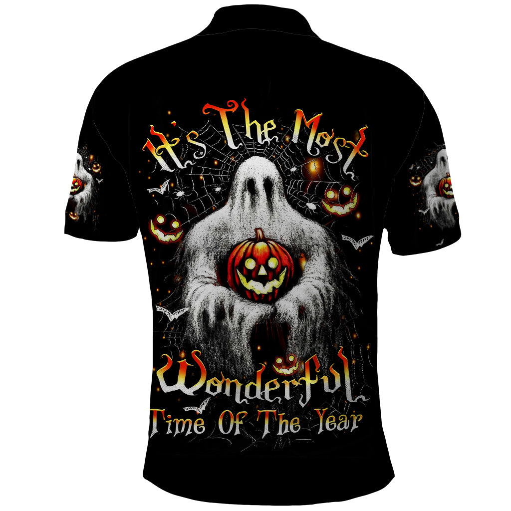Ghost Halloween Polo Shirt It's The Most Wonderfull Time Of The Year - Wonder Print Shop
