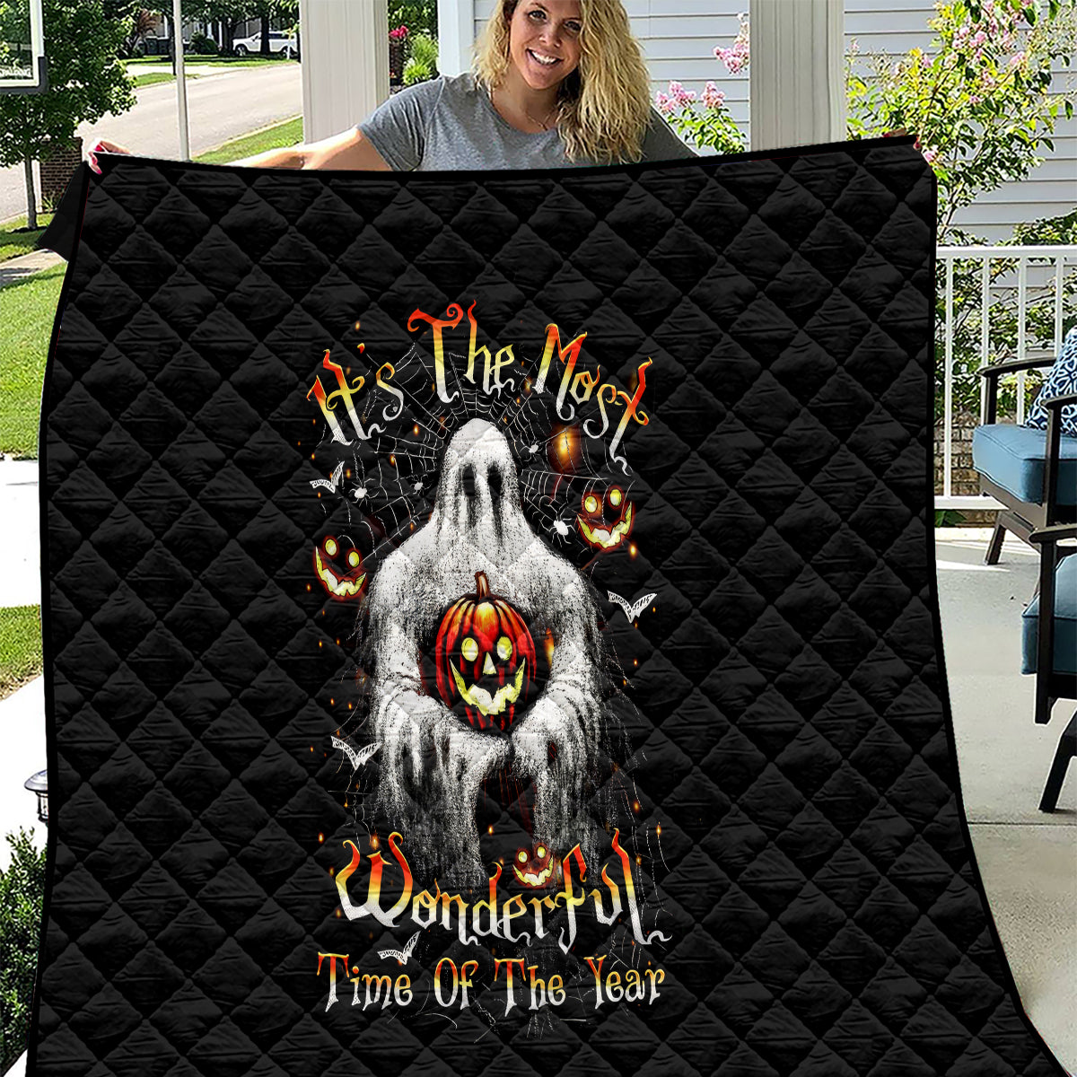 Ghost Halloween Quilt It's The Most Wonderfull Time Of The Year - Wonder Print Shop