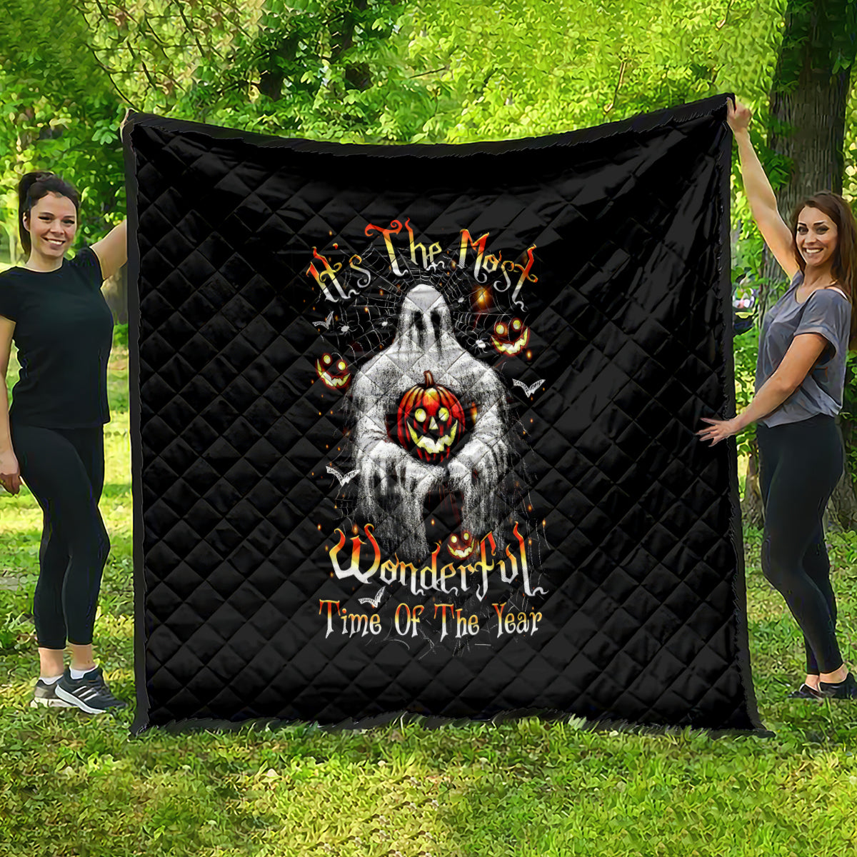Ghost Halloween Quilt It's The Most Wonderfull Time Of The Year - Wonder Print Shop