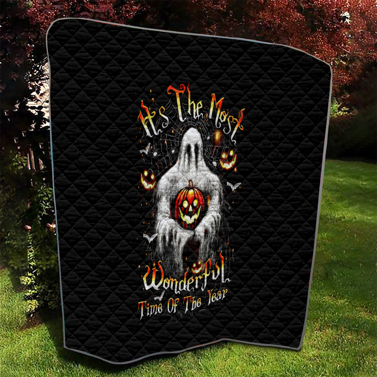 Ghost Halloween Quilt It's The Most Wonderfull Time Of The Year - Wonder Print Shop