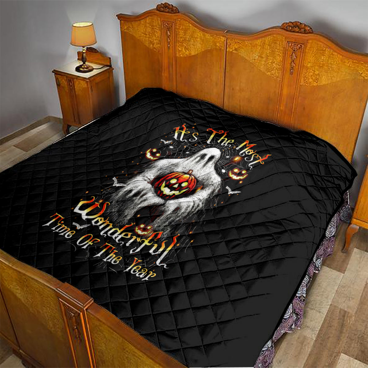 Ghost Halloween Quilt It's The Most Wonderfull Time Of The Year - Wonder Print Shop