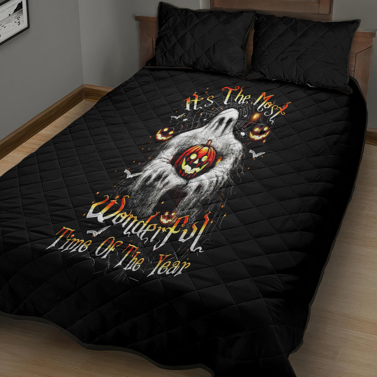 Ghost Halloween Quilt Bed Set It's The Most Wonderfull Time Of The Year - Wonder Print Shop
