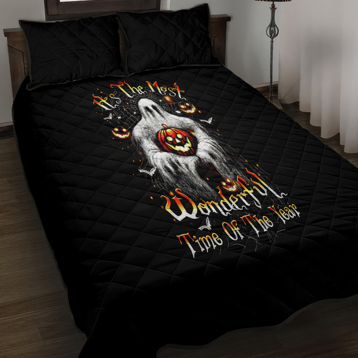 Ghost Halloween Quilt Bed Set It's The Most Wonderfull Time Of The Year - Wonder Print Shop