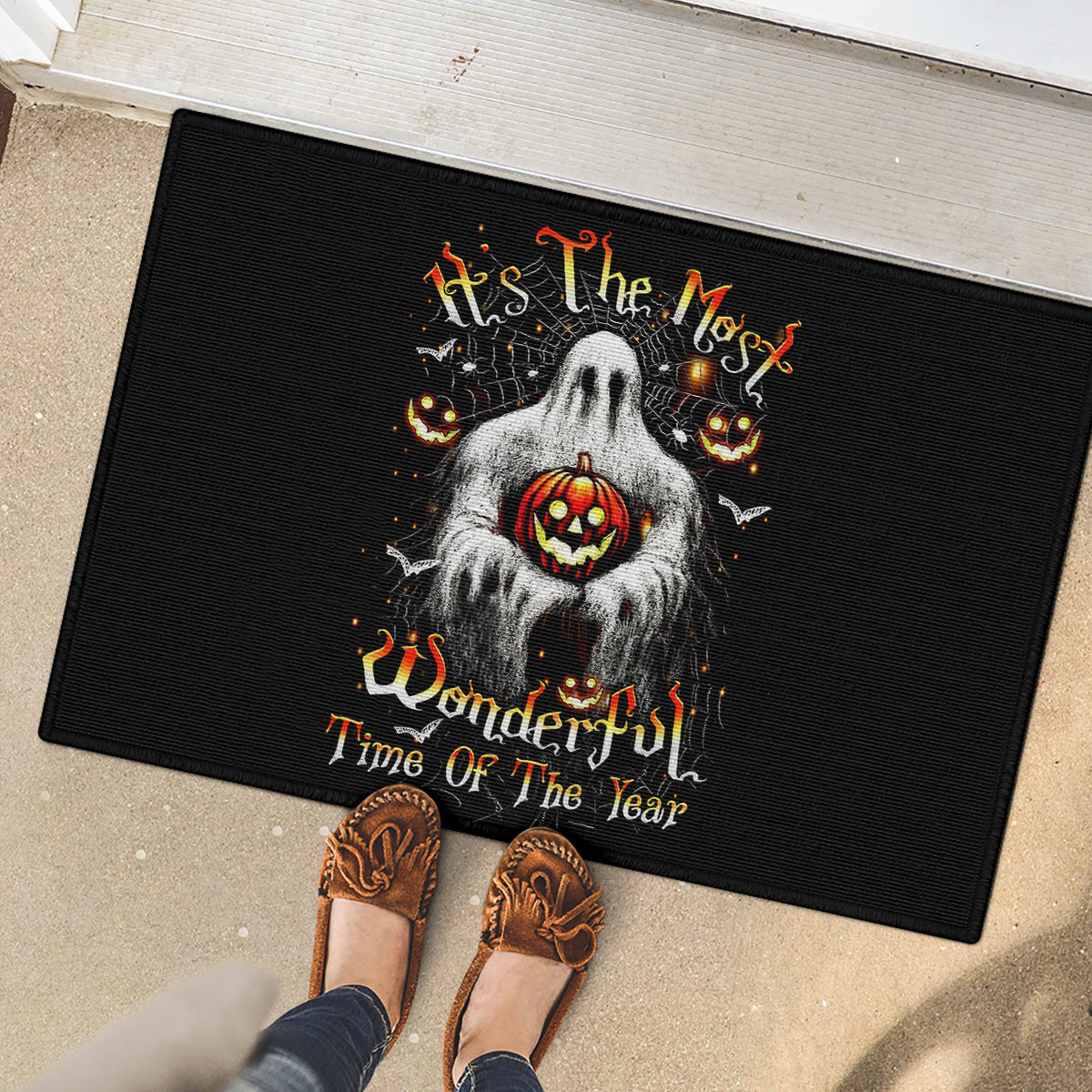 Ghost Halloween Rubber Doormat It's The Most Wonderfull Time Of The Year - Wonder Print Shop