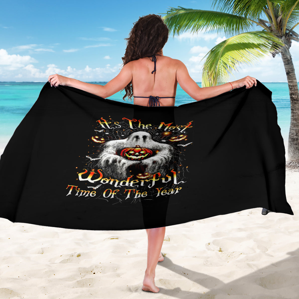 Ghost Halloween Sarong It's The Most Wonderfull Time Of The Year - Wonder Print Shop