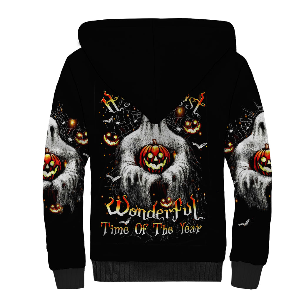 Ghost Halloween Sherpa Hoodie It's The Most Wonderfull Time Of The Year - Wonder Print Shop