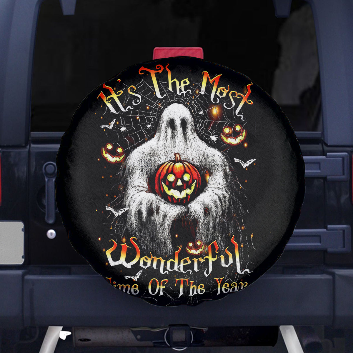 Ghost Halloween Spare Tire Cover It's The Most Wonderfull Time Of The Year - Wonder Print Shop
