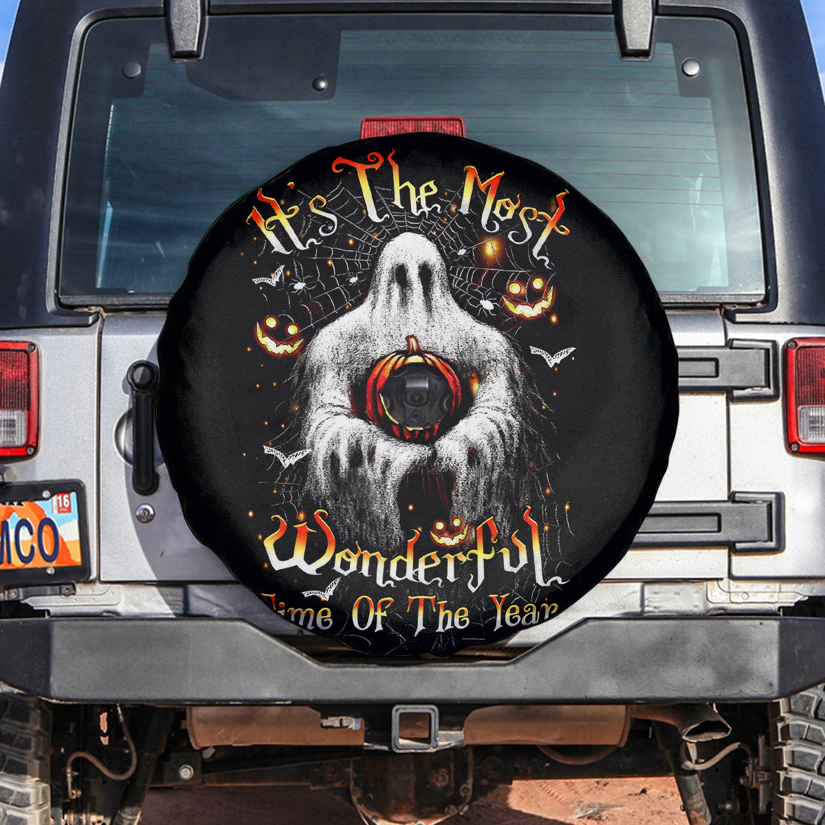 Ghost Halloween Spare Tire Cover It's The Most Wonderfull Time Of The Year - Wonder Print Shop