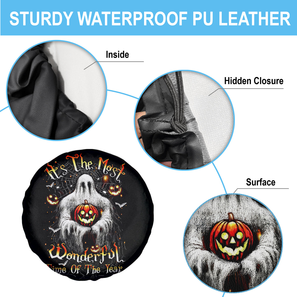 Ghost Halloween Spare Tire Cover It's The Most Wonderfull Time Of The Year - Wonder Print Shop