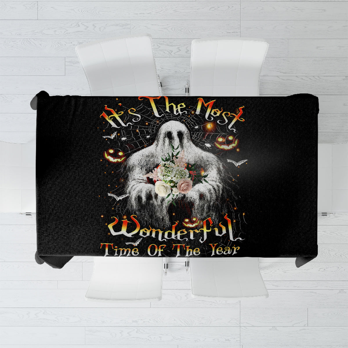 Ghost Halloween Tablecloth It's The Most Wonderfull Time Of The Year - Wonder Print Shop
