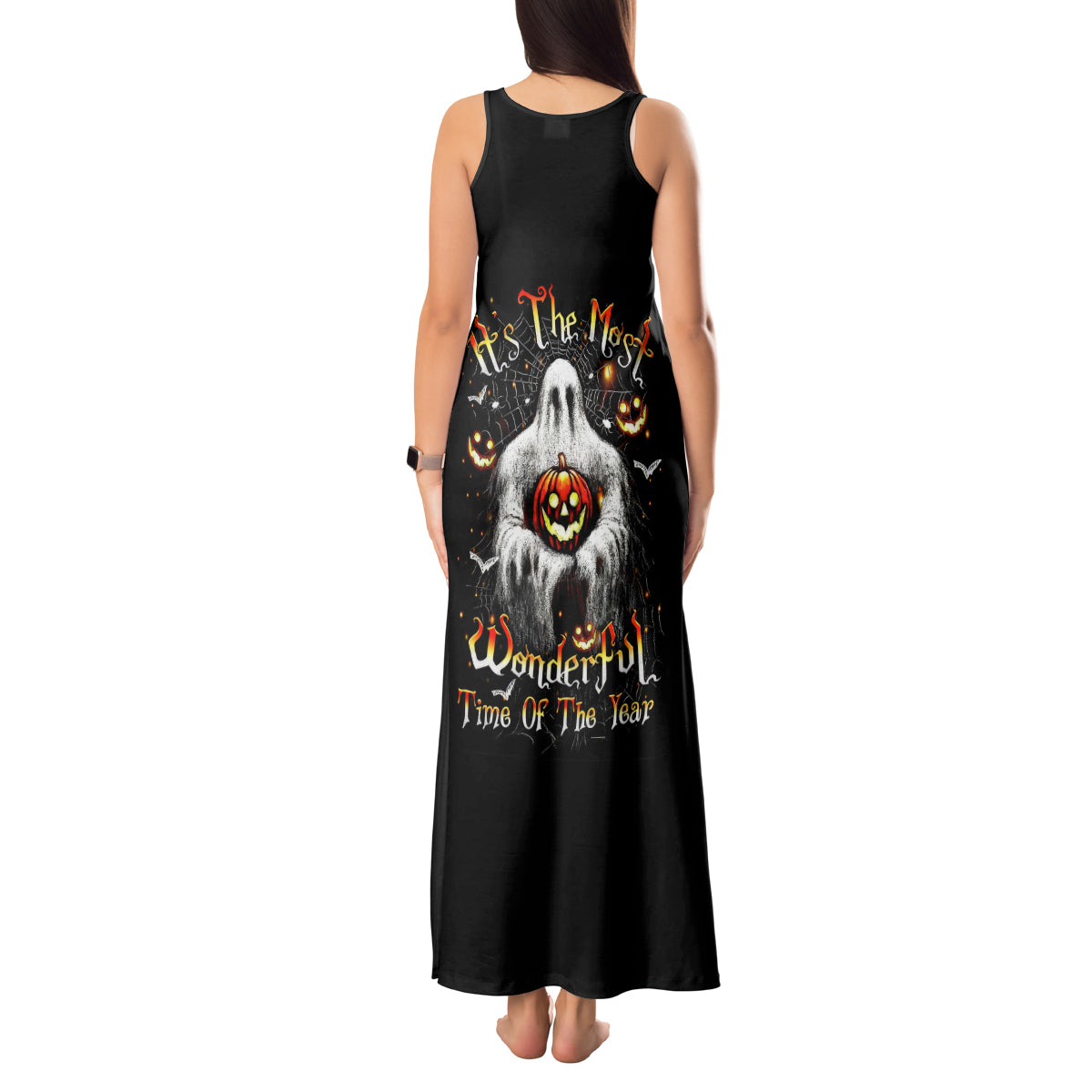 Ghost Halloween Tank Maxi Dress It's The Most Wonderfull Time Of The Year - Wonder Print Shop