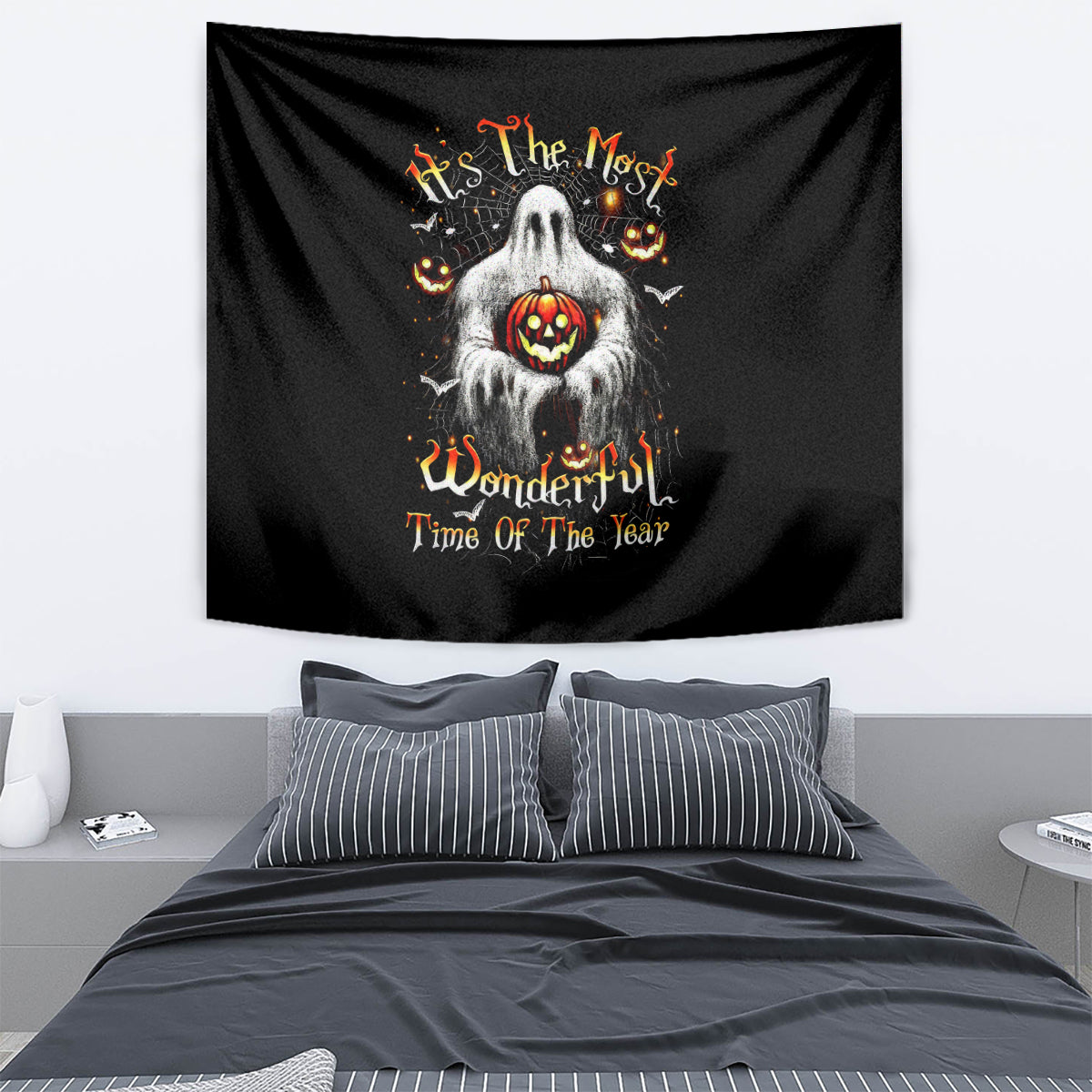 Ghost Halloween Tapestry It's The Most Wonderfull Time Of The Year - Wonder Print Shop