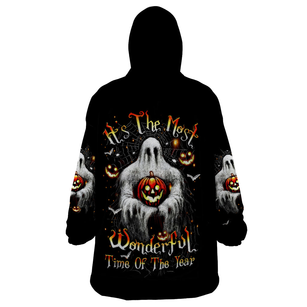 Ghost Halloween Wearable Blanket Hoodie It's The Most Wonderfull Time Of The Year - Wonder Print Shop