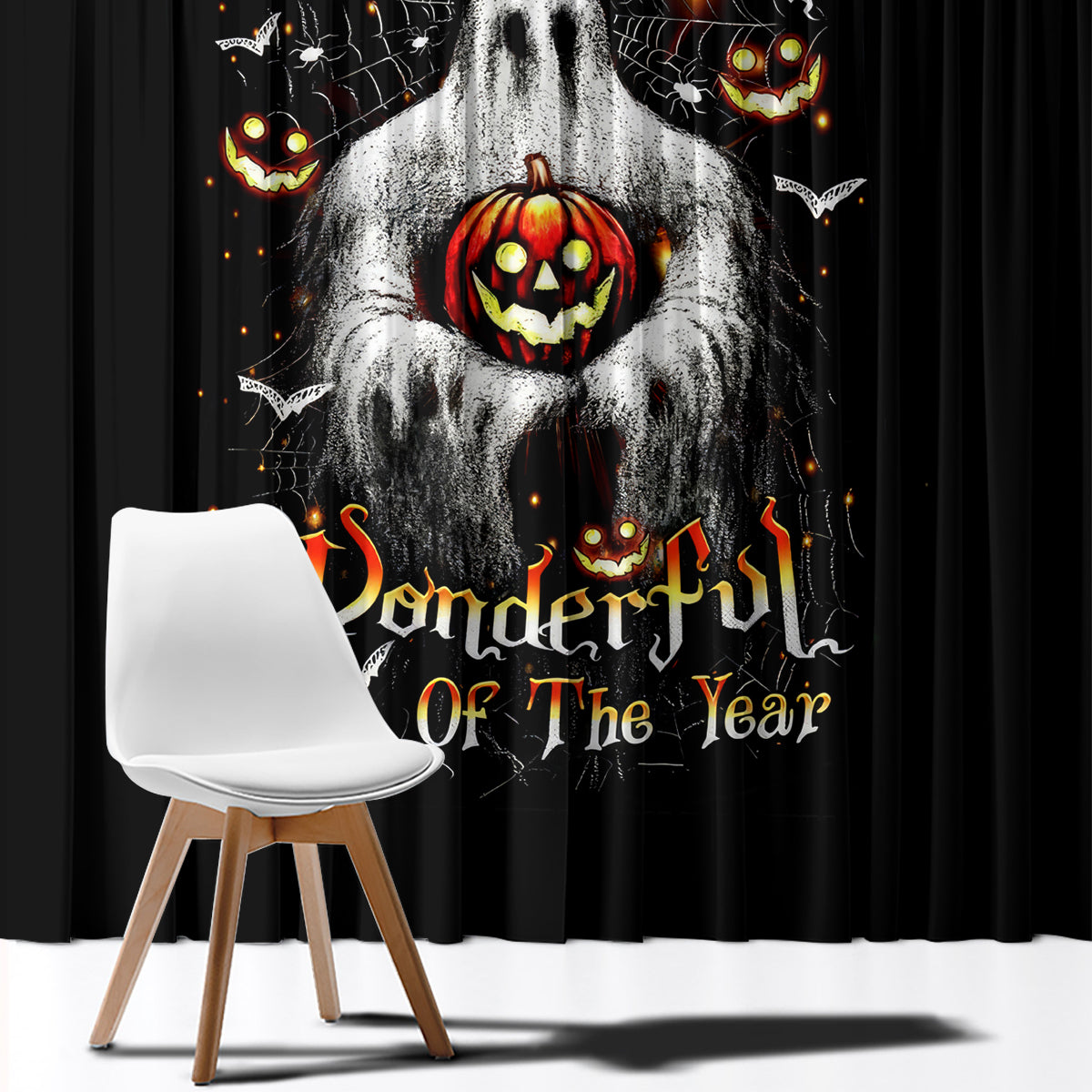 Ghost Halloween Window Curtain It's The Most Wonderfull Time Of The Year - Wonder Print Shop