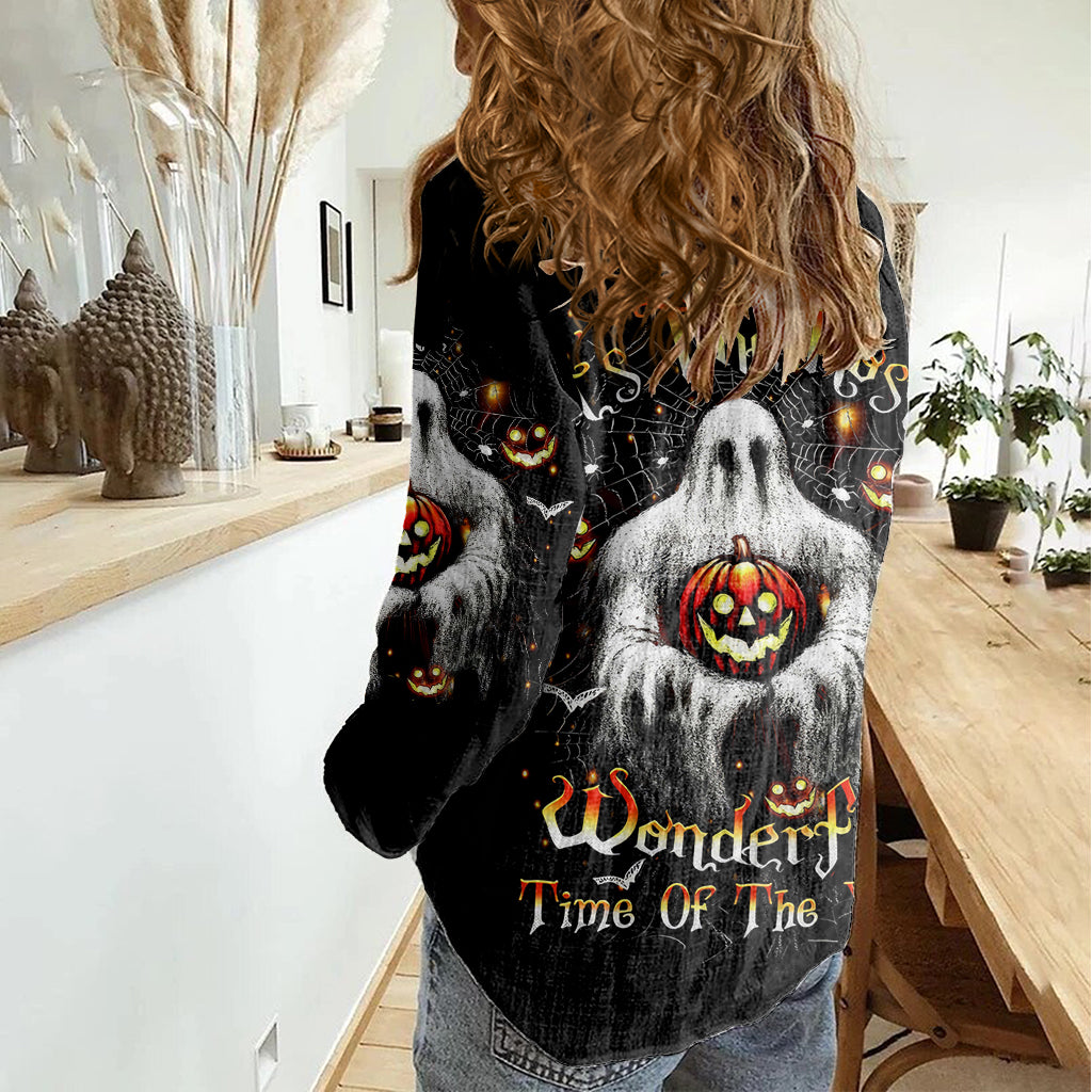 Ghost Halloween Women Casual Shirt It's The Most Wonderfull Time Of The Year - Wonder Print Shop