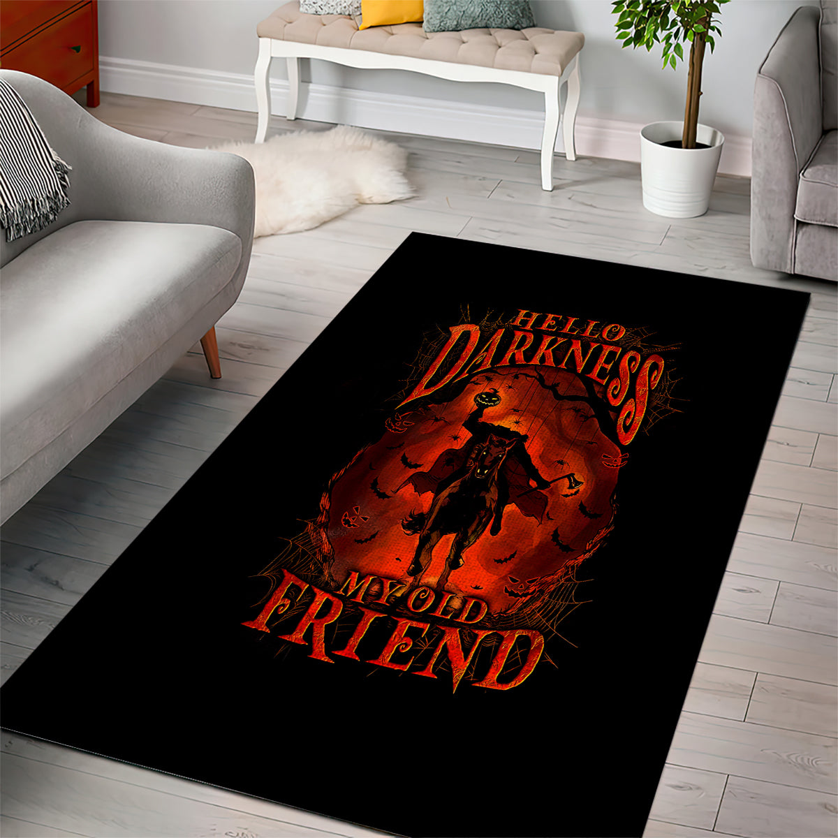 Jack O Lantern Skull Area Rug Hello Darkness My Old Friend - Wonder Print Shop