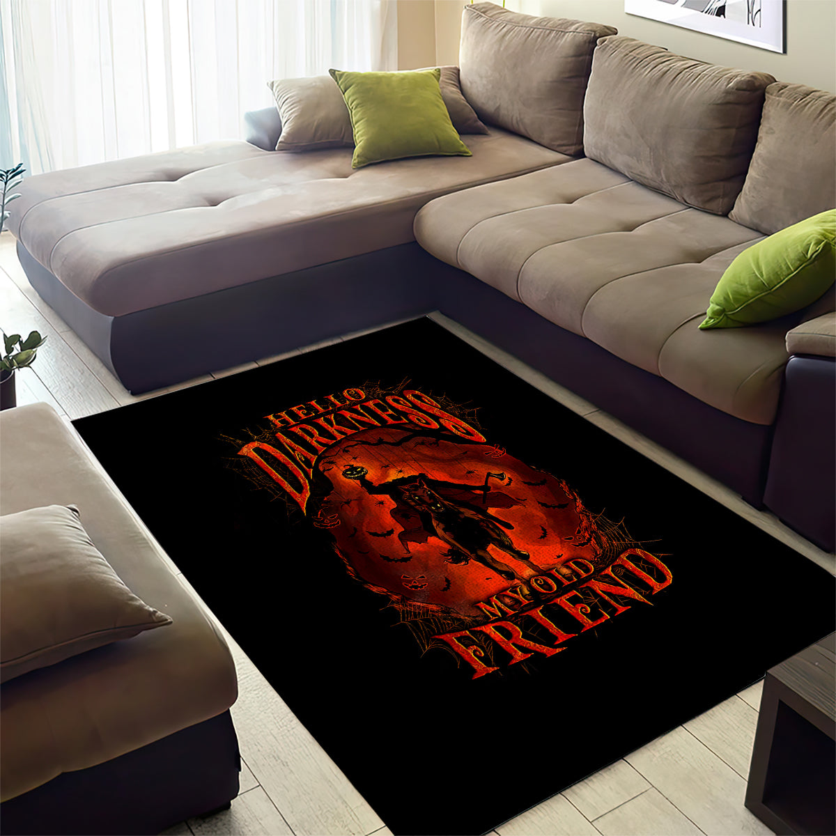 Jack O Lantern Skull Area Rug Hello Darkness My Old Friend - Wonder Print Shop