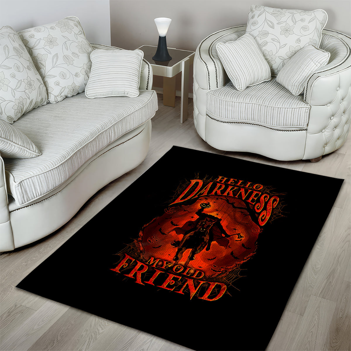 Jack O Lantern Skull Area Rug Hello Darkness My Old Friend - Wonder Print Shop