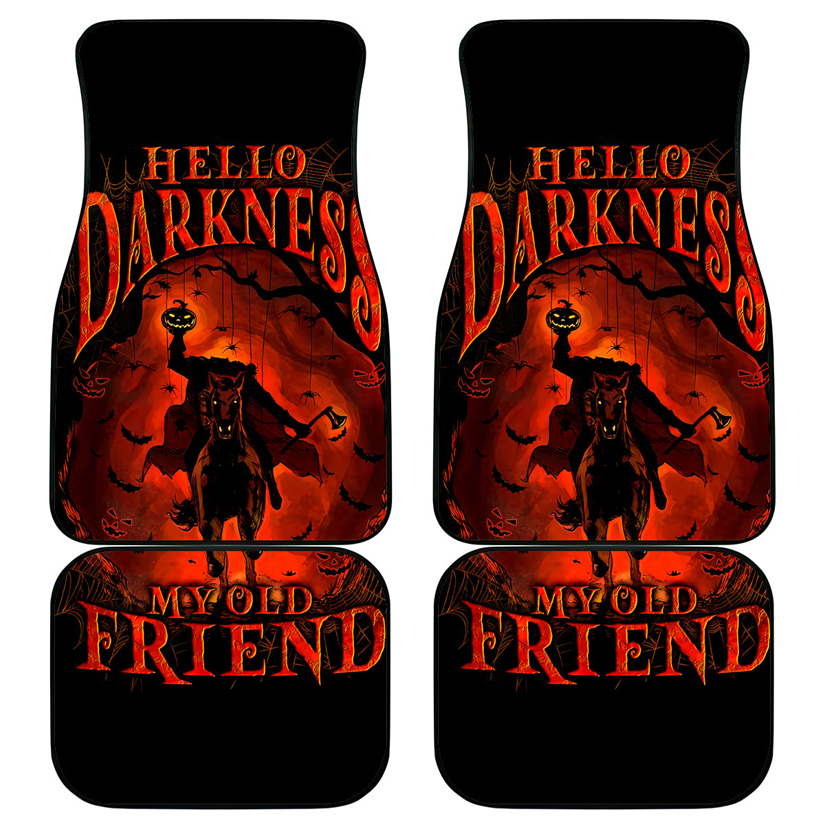 Jack O Lantern Skull Car Mats Hello Darkness My Old Friend - Wonder Print Shop