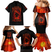 Jack O Lantern Skull Family Matching Mermaid Dress and Hawaiian Shirt Hello Darkness My Old Friend - Wonder Print Shop