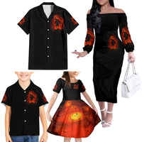 Jack O Lantern Skull Family Matching Off Shoulder Long Sleeve Dress and Hawaiian Shirt Hello Darkness My Old Friend - Wonder Print Shop
