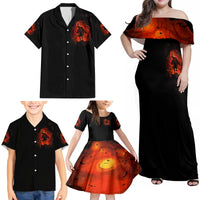 Jack O Lantern Skull Family Matching Off Shoulder Maxi Dress and Hawaiian Shirt Hello Darkness My Old Friend - Wonder Print Shop
