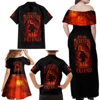 Jack O Lantern Skull Family Matching Off Shoulder Maxi Dress and Hawaiian Shirt Hello Darkness My Old Friend - Wonder Print Shop