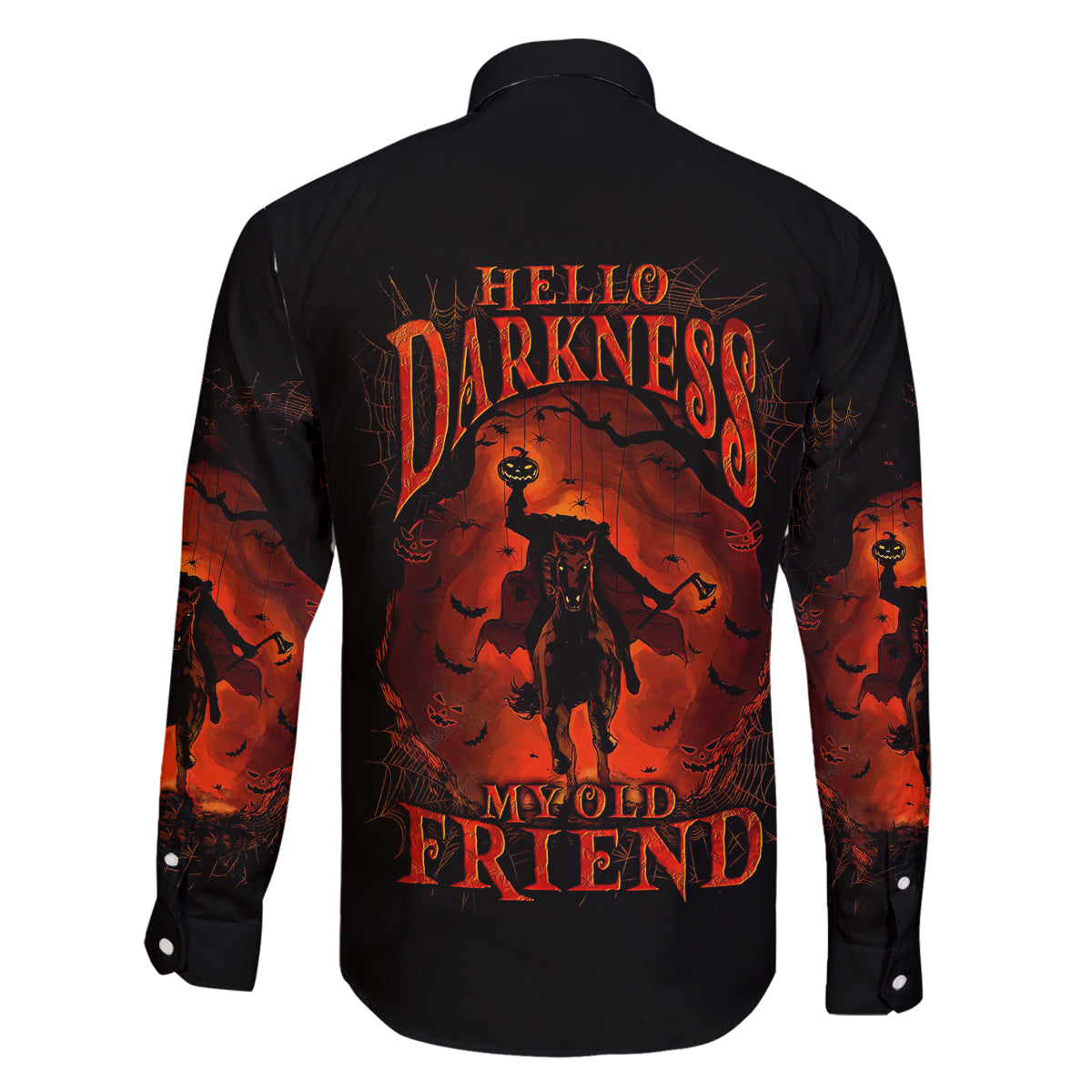 Jack O Lantern Skull Family Matching Off Shoulder Short Dress and Hawaiian Shirt Hello Darkness My Old Friend - Wonder Print Shop