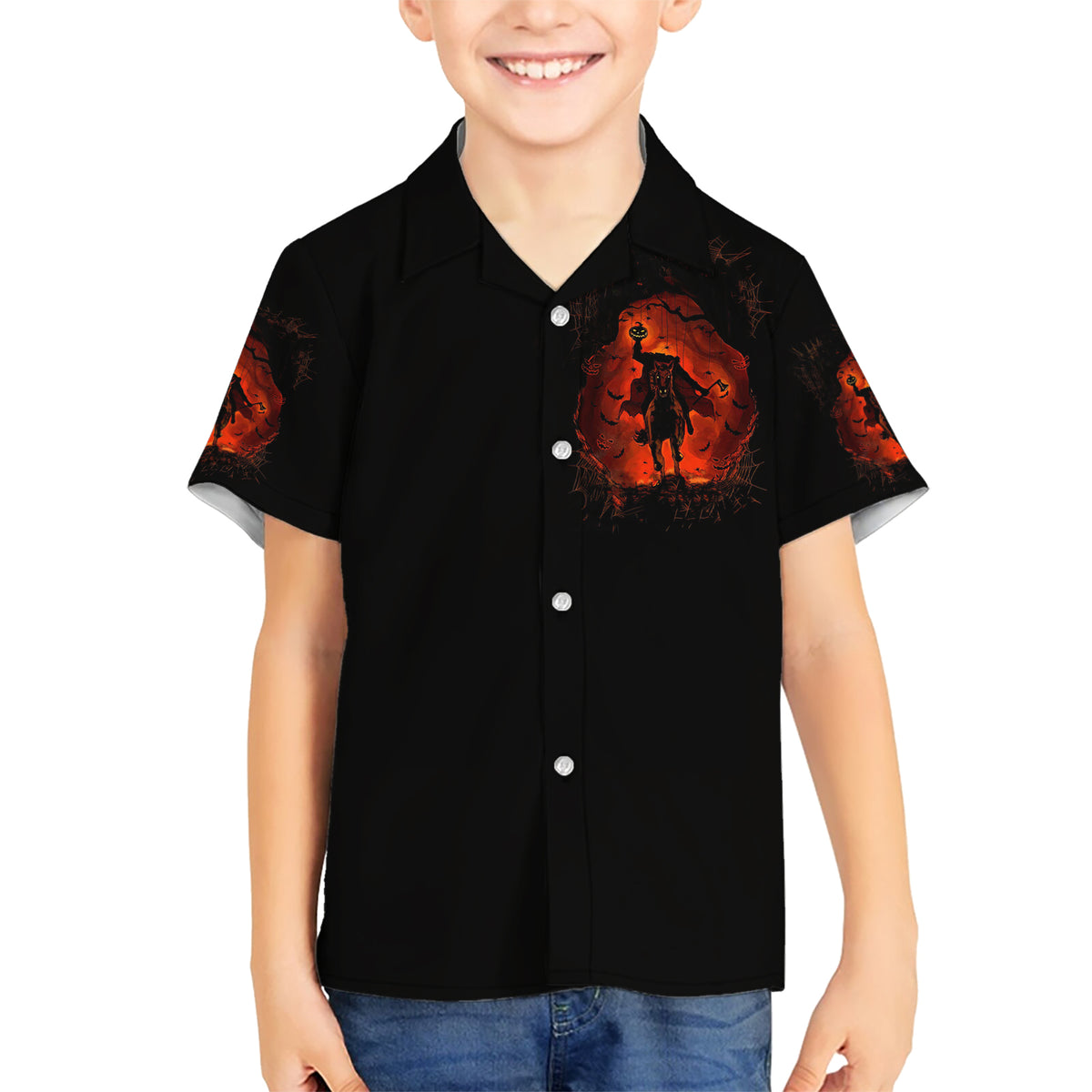 Jack O Lantern Skull Kid Hawaiian Shirt Hello Darkness My Old Friend - Wonder Print Shop