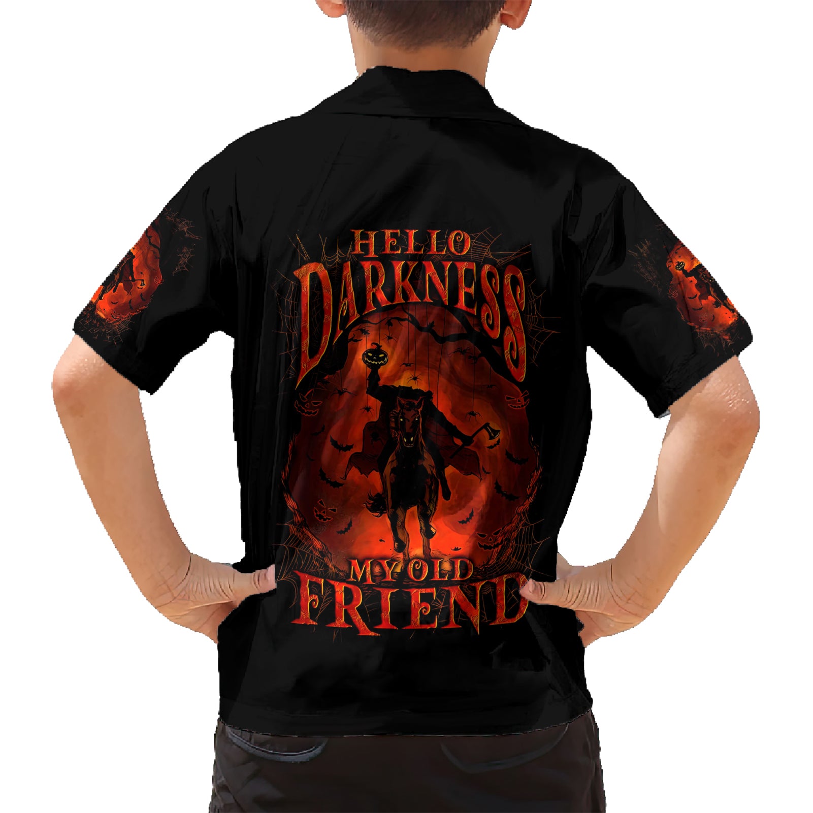 Jack O Lantern Skull Kid Hawaiian Shirt Hello Darkness My Old Friend - Wonder Print Shop